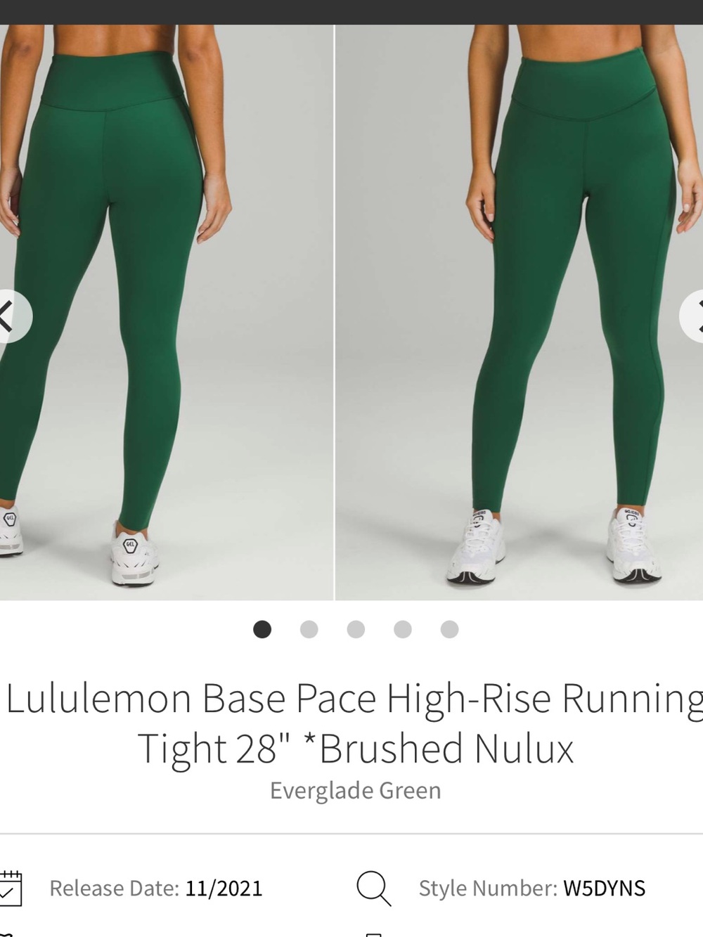 186-$65 NWT *FREE SHIP* Lululemon Base Pace High-Rise Tight 28" Everglade Green